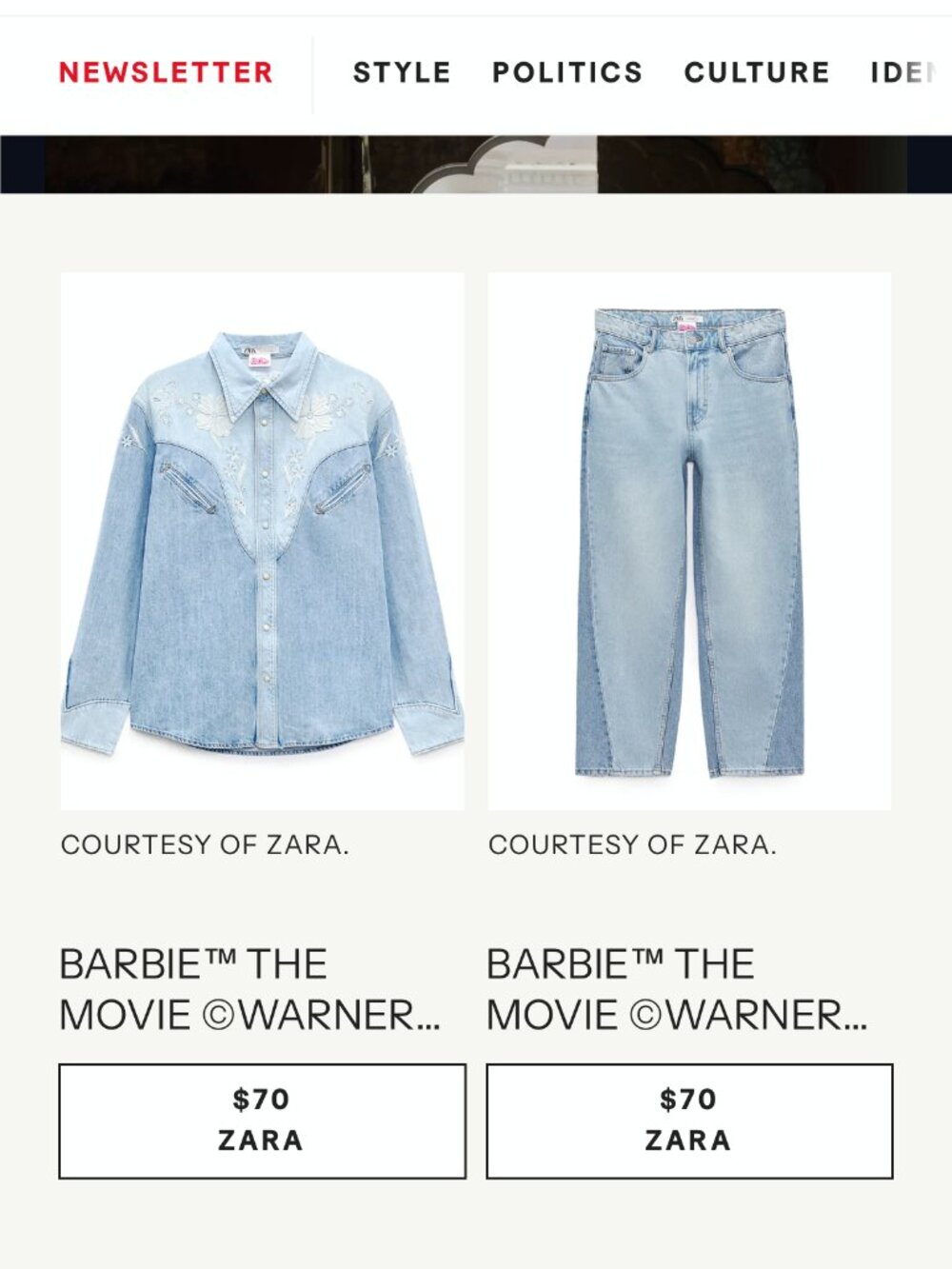 Zara x Barbie™ The Movie Straight-Leg Jeans — Light Wash — Size EU 38 / US 6 NWT - Picture 5 of 15
